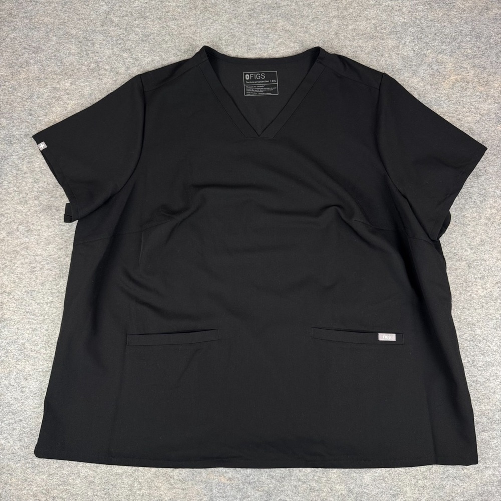 FIGS Technical Collection Casma‎ Scrub Top Black Womens 5XL